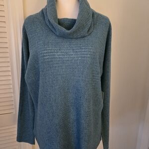 Cynthia Rowley Aqua Cashmere Cowl Neck Long Sleeve Sweater Sz. (Large)